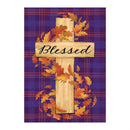 Blessed Cross Burlap House Flag