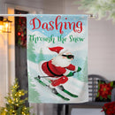 Christmas Skiing Suede House Flag Double Sided