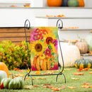 Pumpkin Floral Watercolor Burlap Garden Flag