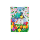 Birdhouse Blooms Garden Suede Flag