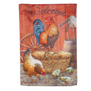 Chicken in Barn Suede Garden Flag