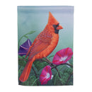 Cardinal on Morning Glory Suede Garden Flag