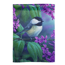 Chickadee on Lilac Suede Garden Flag