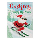 Christmas Skiing Suede Garden Flag Double Sided