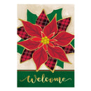 Welcome Poinsettia Applique House Flag