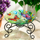 Pollinator Garden Birdbath, Glass Butterfly Family, 18"