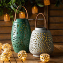 Ceramic Speckled Cut Out Solar Lantern