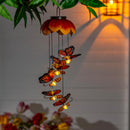 Pollinator Garden Mobile, White Light Solar Mobile, Metal Monarch