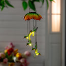 Pollinator Garden Mobile, White Light Solar Mobile, Metal Hummingbird