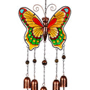 Pollinator Garden Wind Chime, Glass Butterfly Wind Chime with Bells, Asst of 3