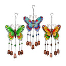 Pollinator Garden Wind Chime, Glass Butterfly Wind Chime with Bells, Asst of 3