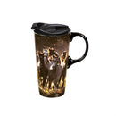 Ceramic Perfect Travel Cup, 17oz, w/ Gift Box, Running Horses