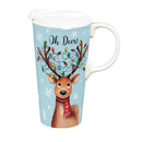 Christmas Vacation Travel Cup Ceramic Perfect Cup, Reindeer, 17oz, Gift Box