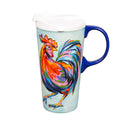 Ceramic Perfect Travel Cup, 17oz., w/ Gift Box, Colorful Rooster