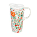 Ceramic Travel Cup, 17 OZ. ,w/box, Desert Cacti Floral