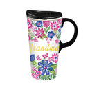 Ceramic Travel Cup w/ metallic accents, 17 OZ w/Box, Grandma