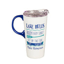 Ceramic Travel Cup, 17 OZ. ,w/box and Tritan Lid, Lake Rules,3ctc94t004