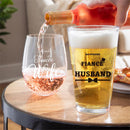 Wedding Stemless Glass and Beer Pint Giftset, 17oz and 16oz, Gift Box