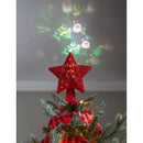 LED Red Glitter Star Tree Topper with Projected Icons