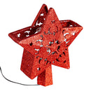 LED Red Glitter Star Tree Topper with Projected Icons