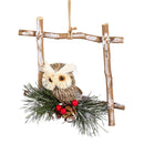 Woodland Storybook Ornament Natural Fiber Owl with Artificial, 6"H, Asst of 2