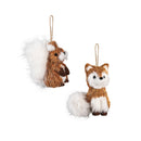 Woodland Storybook Ornament Natural Fiber Animal, 4.5"H, Asst of 2