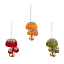 Woodland Storybook Ornament Fabric Mushroom with Glitter, 4"H, Asst of 3