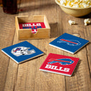 Buffalo Bills Ceramic Coasters Set, 4pcs with Wood Caddy