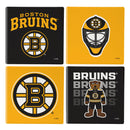 Boston Bruins Ceramic Coasters Set, 4pcs with Wood Caddy