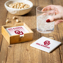 University of Oklahoma Ceramic Coasters Set, 4pcs with Wood Caddy