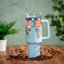 Bursting Blossoms Canyon Cup, Double Wall Stainless Steel w/ Straw, 40oz, Gift Box