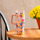 Bursting Blossoms Trenta Cup, Double Wall Stainless Steel w/ Straw, 30oz, Gift Box