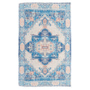 Blue with Coral Digitally-Printed Indoor/Outdoor  Rug, 4'x6',4ir001