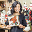 Woodland Storybook Wall Decor, Wood & Textile, Beaded Squirrel, 8" L x 18" H