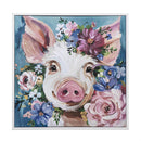 Canvas Wall Art with Wooden Frame, Pig, 24" L x 24" H