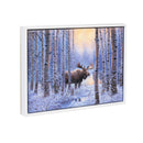 Woodland Storybook Wall Decor, LED Canvas with White Frame, Moose, 16" L x 12" H