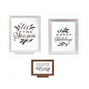 Wood Framed Decor, Set of 3 "Happy Holidays" "Let Your Heart Be Light" "Tis the Season"