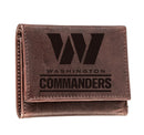 Washington Commanders, Tri-Fold Wallet, Brown, CH, 100% Genuine Leather