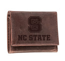 North Carolina State University, Tri-Fold Wallet, Brown, CH, 100% Genuine Leather
