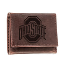 Ohio State, Tri-Fold Wallet, Brown, CH, 100% Genuine Leather