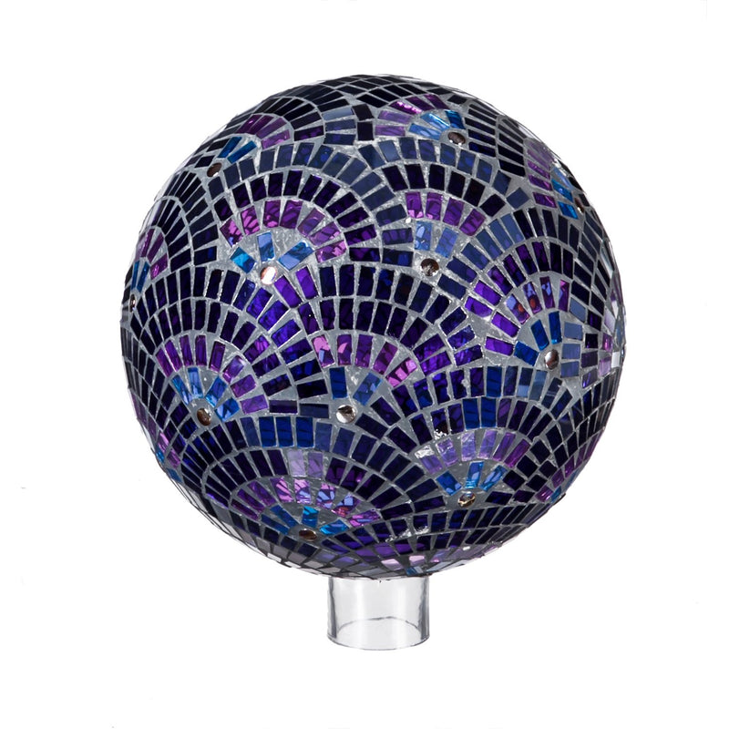 Evergreen Gazing Ball,10" Gazing Ball, Mosaic Blooming, Purple,9.84x11.61x9.84 Inches