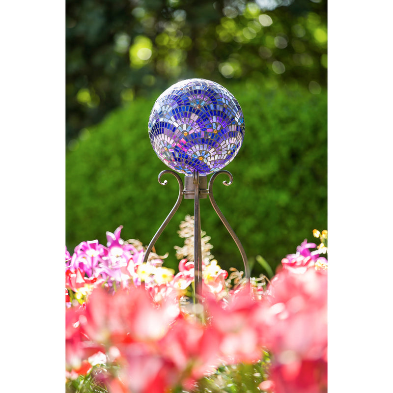 Evergreen Gazing Ball,10" Gazing Ball, Mosaic Blooming, Purple,9.84x11.61x9.84 Inches