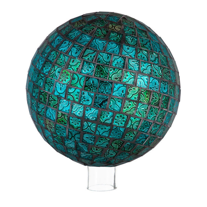 Evergreen Gazing Ball,10" Mosaic Glass Gazing Ball, Turquoise Mosaic,9.84x9.84x11.8 Inches
