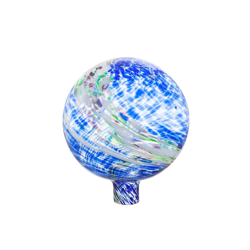 Evergreen Gazing Ball,10" Glow in the Dark Glass Gazing Ball, Blue and Green,9.84x9.84x11.8 Inches