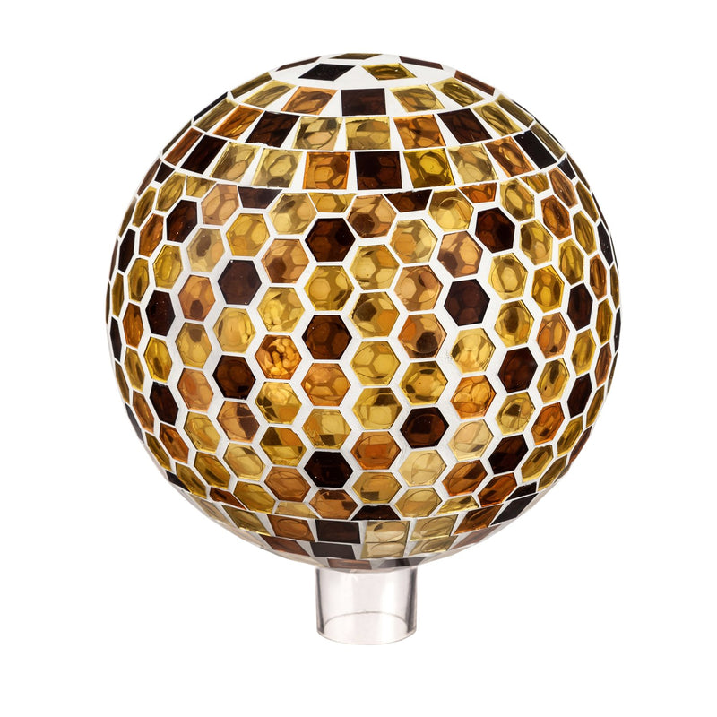 Evergreen Gazing Ball,10" Mosaic Glass Gazing Ball, Honeycomb,10x10x11.81 Inches