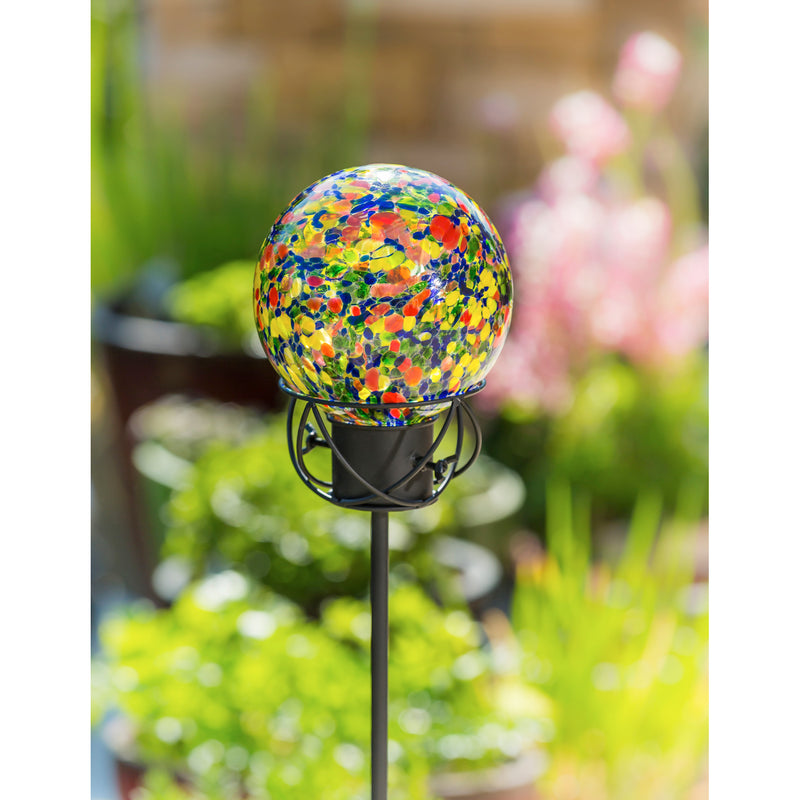 Evergreen Gazing Ball,6" Art Glass Gazing Ball, Orange Speckle,5.91x5.91x7.48 Inches