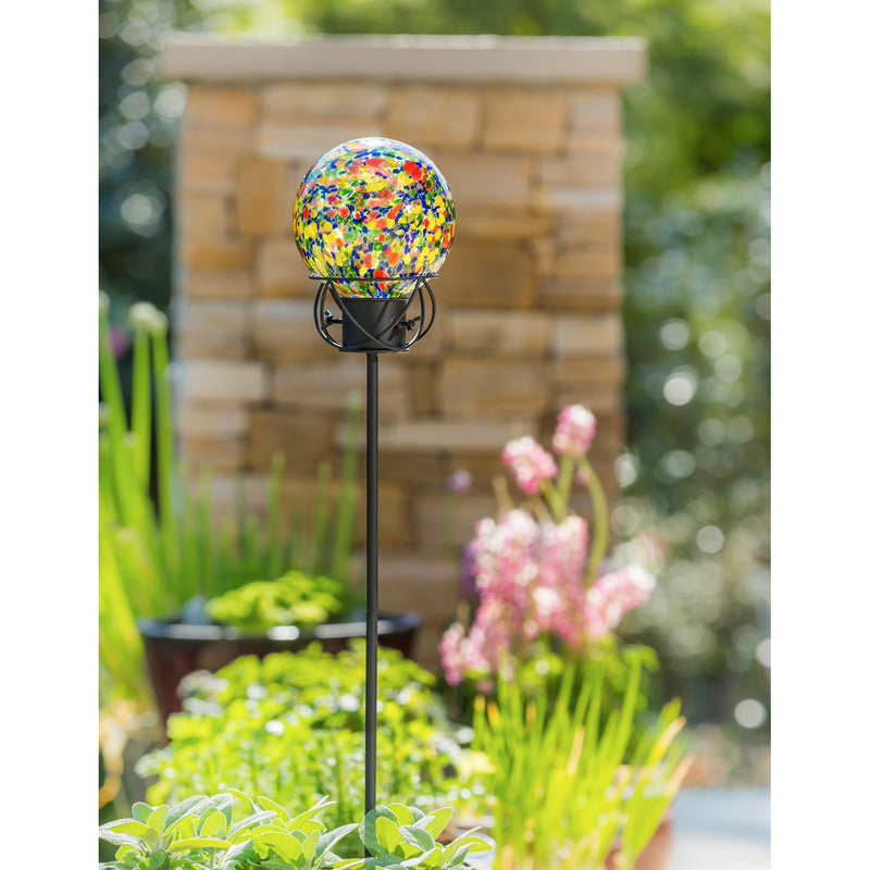 Evergreen Gazing Ball,6" Art Glass Gazing Ball, Orange Speckle,5.91x5.91x7.48 Inches