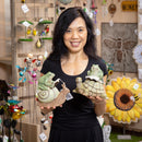 Pollinator Garden Statue, Resin Reading Frog Sitting On Snail & Turtle, 7"H