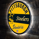 Pittsburgh Steelers NFL Football Large Round Vintage Edgelite LED Decor