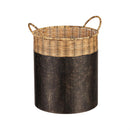 Black Iron Basket with Rattan Stitch Top, Nested Set of 2